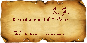 Kleinberger Fülöp névjegykártya